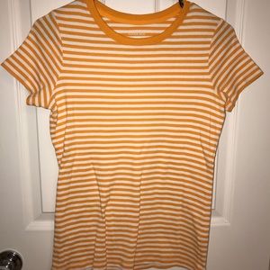 Lands’ End Orange and White Striped Shirt